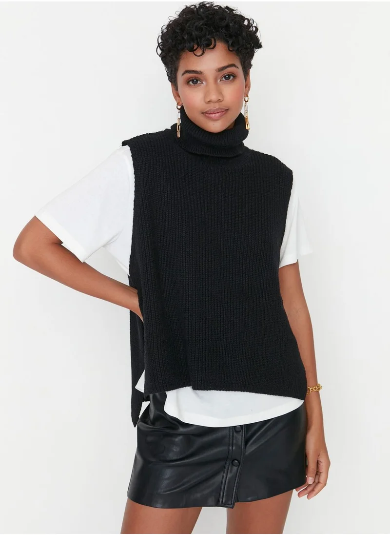 trendyol High Neck Slit Detail Sweater