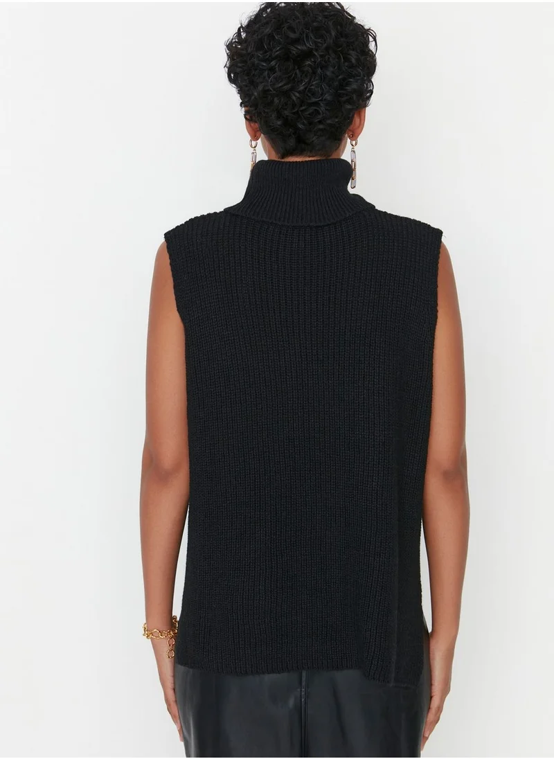trendyol High Neck Slit Detail Sweater