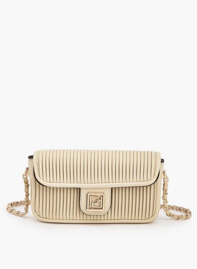 Paprika Pleated Crossbody Bag With Chain Strap