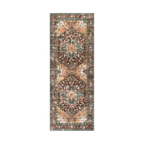 Yamaziot Washable Runner Rug 2x6 NonSlip Boho Vintage Hallway Rug Runner with Rubber Backing Stain Resistant Distressed Carpet Runner for Bedroom Kitchen Laundry Entrance - Image 3