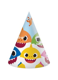 Procos 6 Baby Shark Cone Shaped Paper Party Hats  - Image 2