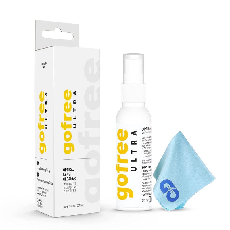GOFREE Ultra Premium Export Quality Lens Cleaner Kit With Cleaning Cloth For Spectacles, Glasses, Camera Lens With Active Disinfectant Properties Solution - 50ML (Pack Of 1) - Image 2