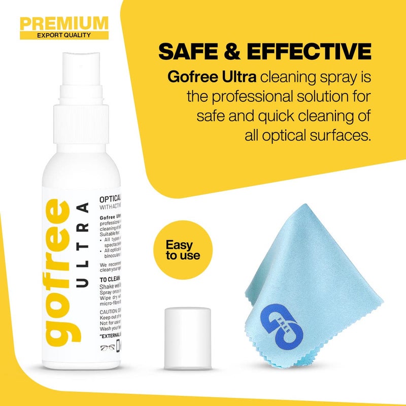 GOFREE Ultra Premium Export Quality Lens Cleaner Kit With Cleaning Cloth For Spectacles, Glasses, Camera Lens With Active Disinfectant Properties Solution - 50ML (Pack Of 1) - Image 4