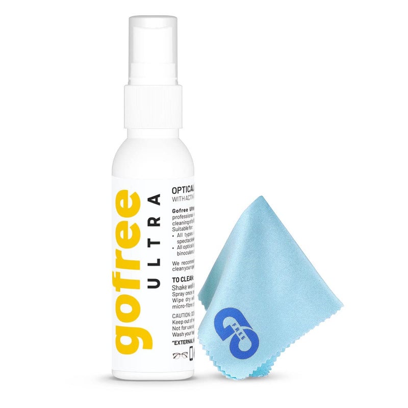 GOFREE Ultra Premium Export Quality Lens Cleaner Kit With Cleaning Cloth For Spectacles, Glasses, Camera Lens With Active Disinfectant Properties Solution - 50ML (Pack Of 1) - Image 1