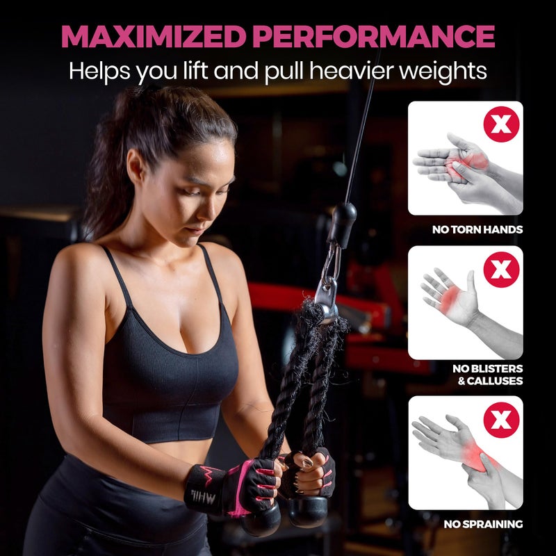 MhIL Workout Gloves for Women â€“ Breathable Gym Gloves for Women with Palm Protection and Enhanced Grip â€“ Padded Weight Lifting Glove for Womens with Wrist Wraps Support Weightlifting Exercise Cycling - Image 4