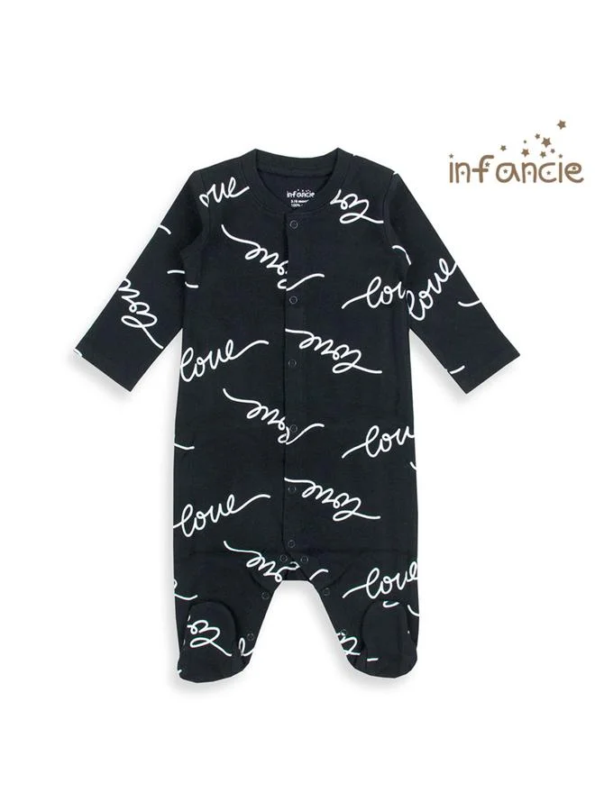 infancie Pack Of 2 - Text Print Footed Sleepsuit