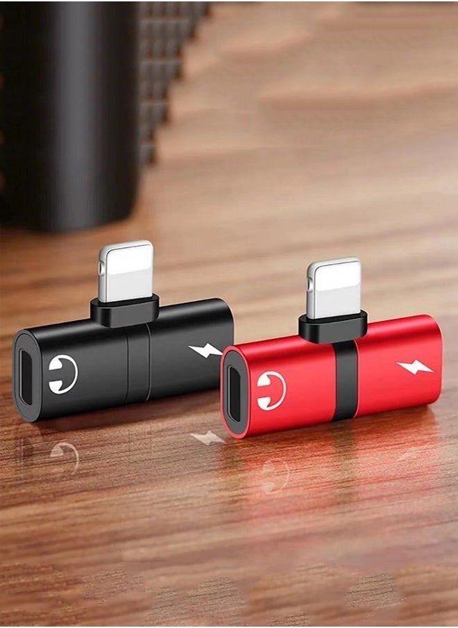 Generic - 2-In-1 Lightning Earphone And Charger Connector With Black - Image 1