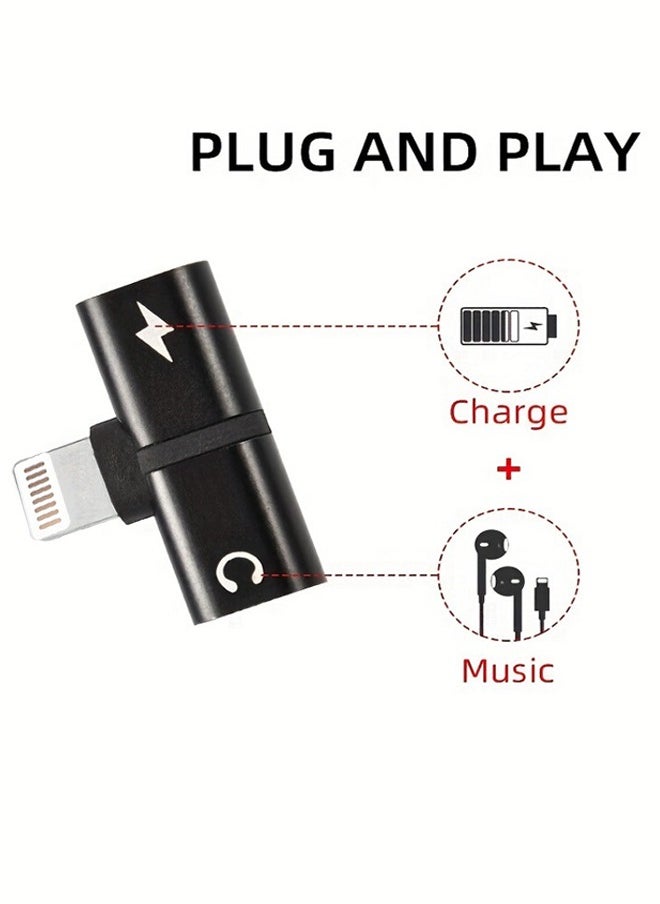 Generic - 2-In-1 Lightning Earphone And Charger Connector With Black - Image 1