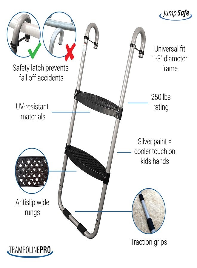 ترامبولينيبرو سلم ترامبولين من درجتين مع مزلاج أمان، شديد التحمل بدرجات عريضة - Image 2