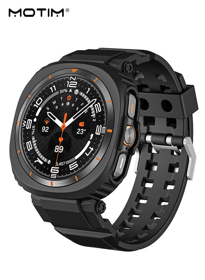 Motim Rugged Samsung Galaxy Ultra Watch Band with Case 47mm, Shockproof Replacement Strap Wristband with Bumper Case Cover for Watch7 Ultra 47mm  - Image 1