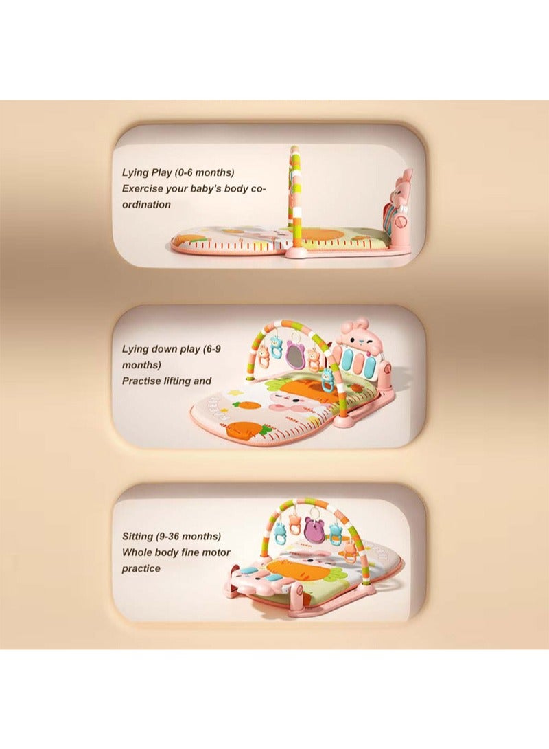 ما بيبي سجادات ألعاب رياضية للأطفال، مركز أنشطة موسيقية، سجادة رياضية للأطفال مع بيانو، سجادة مبطنة لوقت الاستلقاء على البطن للأطفال حديثي الولادة والأطفال الصغار - Image 4
