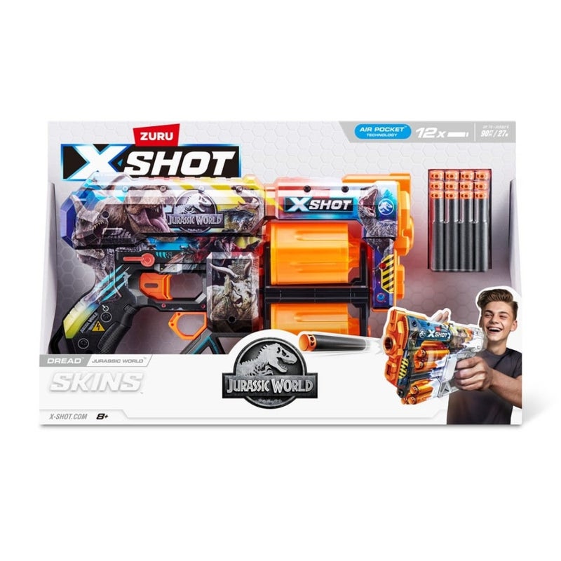 X-Shot بلاستر دريد من سلسلة X-Shot Skins 1 من عالم الديناصورات مع 12 سهمًا - Image 1