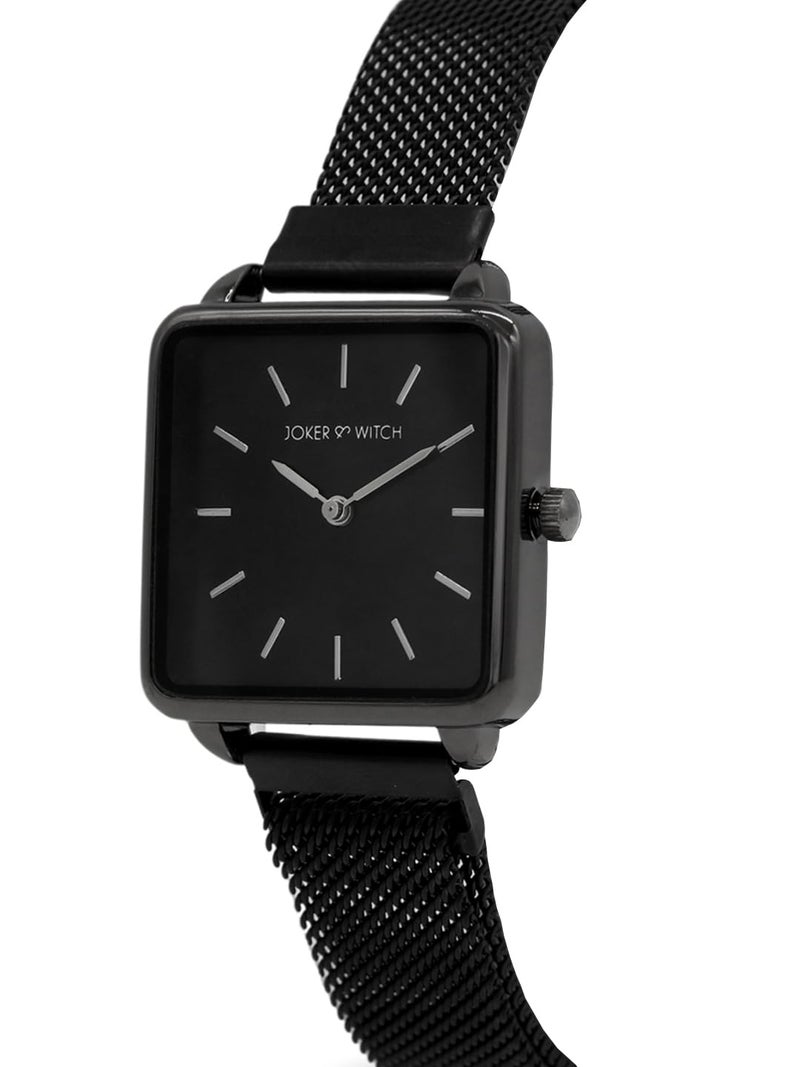 Joker & Witch Vintage 28mm Black Dial 16mm Black Stainless Steel Watch for Women - Image 3