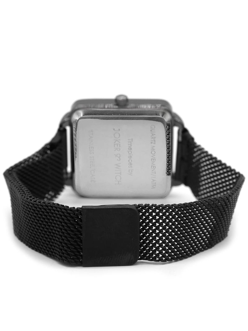 Joker & Witch Vintage 28mm Black Dial 16mm Black Stainless Steel Watch for Women - Image 5