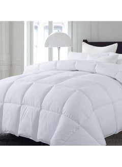 DubaiGallery 3-Piece Duvet Insert Quilted Plain Double Size with 2 Pillow Cotton White 220*260CM  - Image 2
