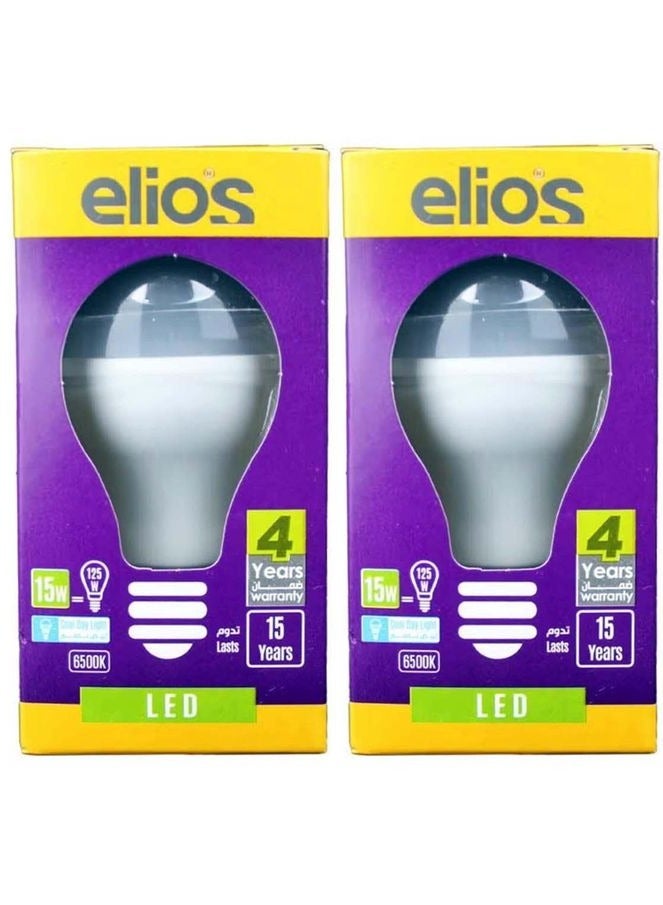 A package of 2 LED bulbs, 15 watts, from Elios - bright white