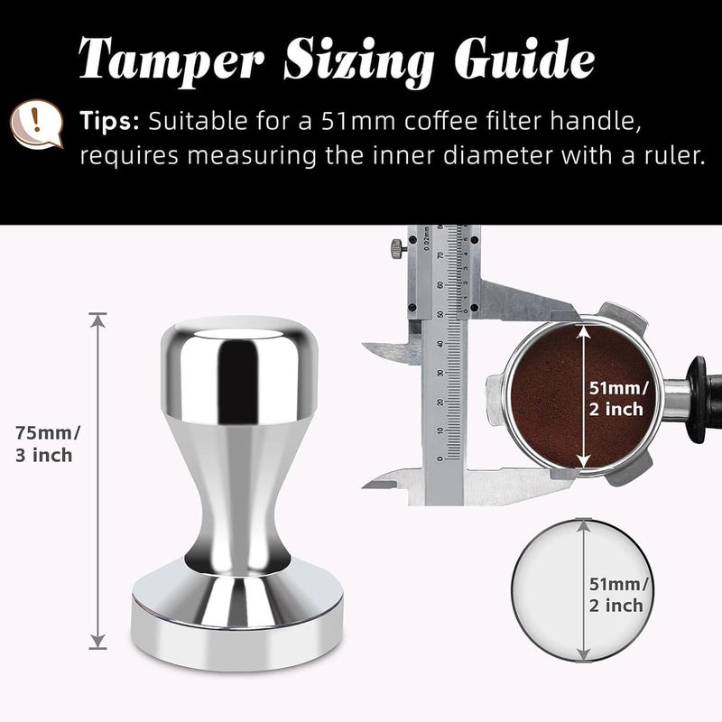 CozyNook 51mm Espresso Tamper – Stainless Steel Coffee Tamper with Flat Base, Heavy Duty Barista Tamper for Home Espresso Machine - Image 4