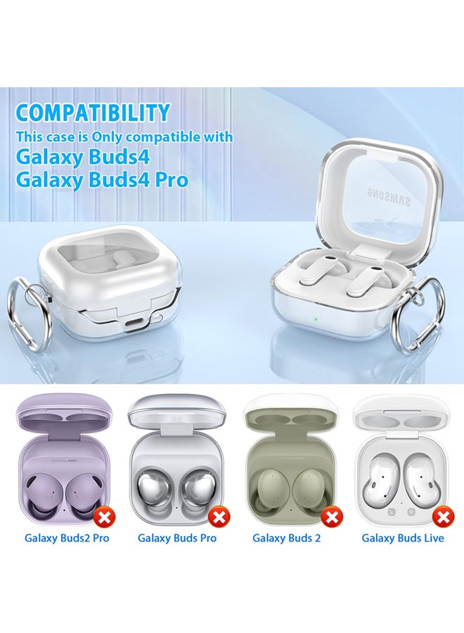 SJet Samsung Galaxy Buds 4 & Buds 4 Pro Case with Cleaner Kit, Clear Case with Carabiner, Premium TPU Cover, Wireless Charging, Headphone Accessories (Clear) - Image 2