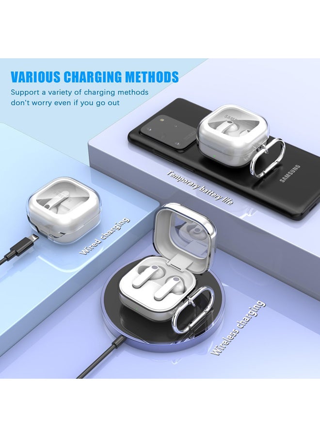 SJet Samsung Galaxy Buds 4 & Buds 4 Pro Case with Cleaner Kit, Clear Case with Carabiner, Premium TPU Cover, Wireless Charging, Headphone Accessories (Clear) - Image 4