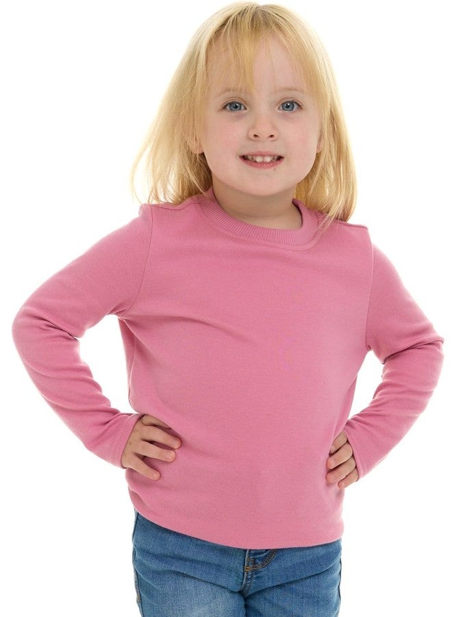 Cudlie 5-Pack Infant/Toddler Girl Long Sleeve Shirt - Basic Baby Tees, Blouses, Tops - Solid Print & Ruffled Tshirts, Wild Rose, Heather Blue, Pearl, Peach Amber, Rose Shadow, 2 Years - Image 5