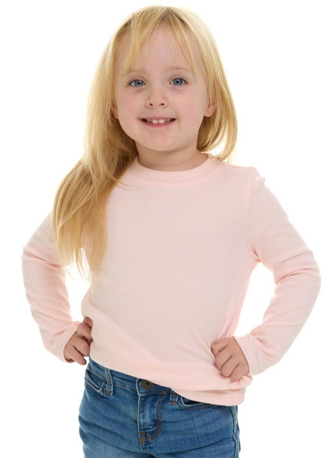 Cudlie 5-Pack Infant/Toddler Girl Long Sleeve Shirt - Basic Baby Tees, Blouses, Tops - Solid Print & Ruffled Tshirts, Wild Rose, Heather Blue, Pearl, Peach Amber, Rose Shadow, 2 Years - Image 3