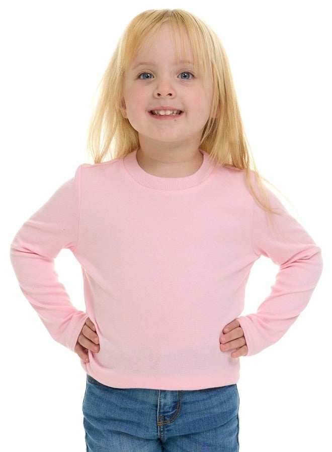 Cudlie 5-Pack Infant/Toddler Girl Long Sleeve Shirt - Basic Baby Tees, Blouses, Tops - Solid Print & Ruffled Tshirts, Wild Rose, Heather Blue, Pearl, Peach Amber, Rose Shadow, 2 Years - Image 2