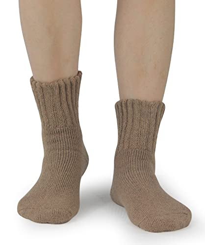 BenSorts Women Warm Solid Socks Thick Ladies Warm Cozy Crew Socks for Female Dark Light Brown Beige 3 Pairs Pack - Image 4