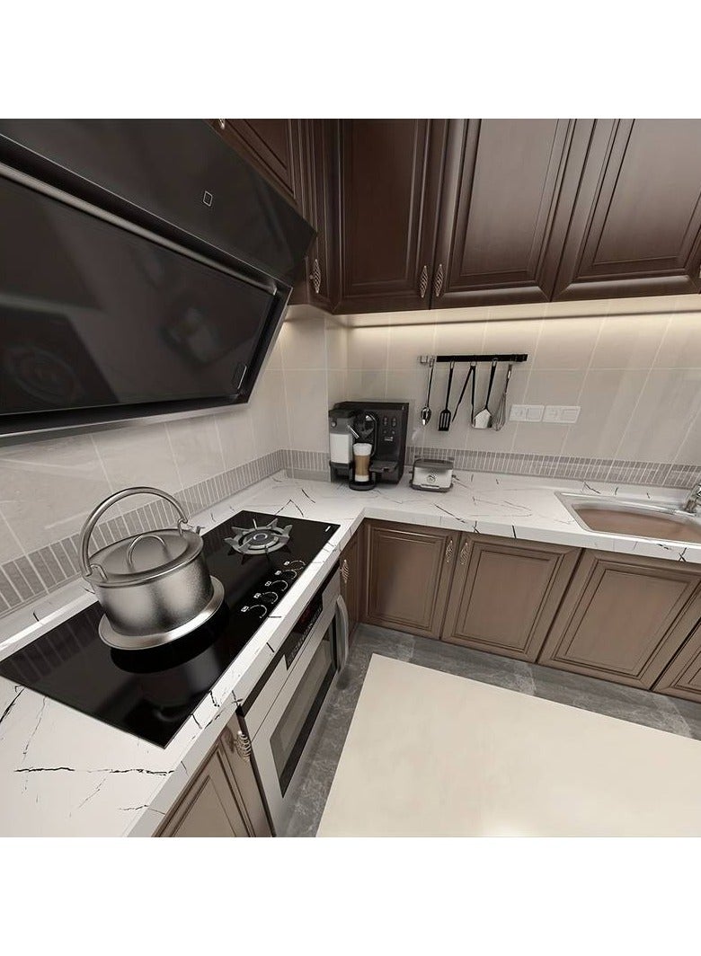 1 Roll, Black and White Marble Wallpaper 11.5" x 79.9" Shiny Thicken Granite Look Waterproof - Image 5