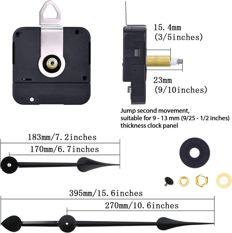 Hicarer آلية حركة الساعة عالية العزم مع عقارب ساعة كبيرة بطول 270 مم (10.6 بوصة) وطول عمود 910 بوصة (23 مم) - Image 2
