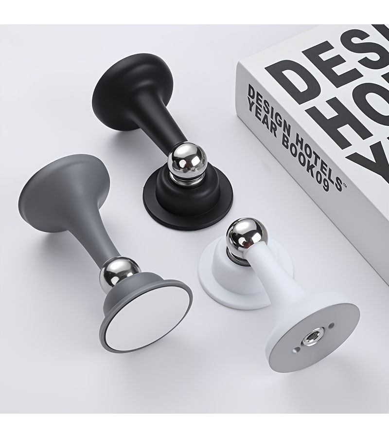 Set Of 2 Grey Magnetic Door Stoppers Durable No Drilling Required Collision Resistant Wall Door Holder - Image 3