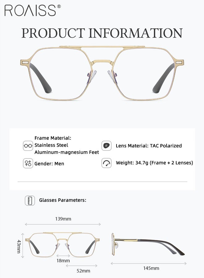 رويس مجموعة نظارات شمسية 3 في 1 مستقطبة مغناطيسية قابلة للتثبيت، نظارات حجب الضوء الأزرق مع عدسة مستقطبة مغناطيسية وعدسة رؤية ليلية مغناطيسية، نظارات قيادة متعددة الاستخدامات للاستخدام ليلاً ونهارًا للرجال - Image 4