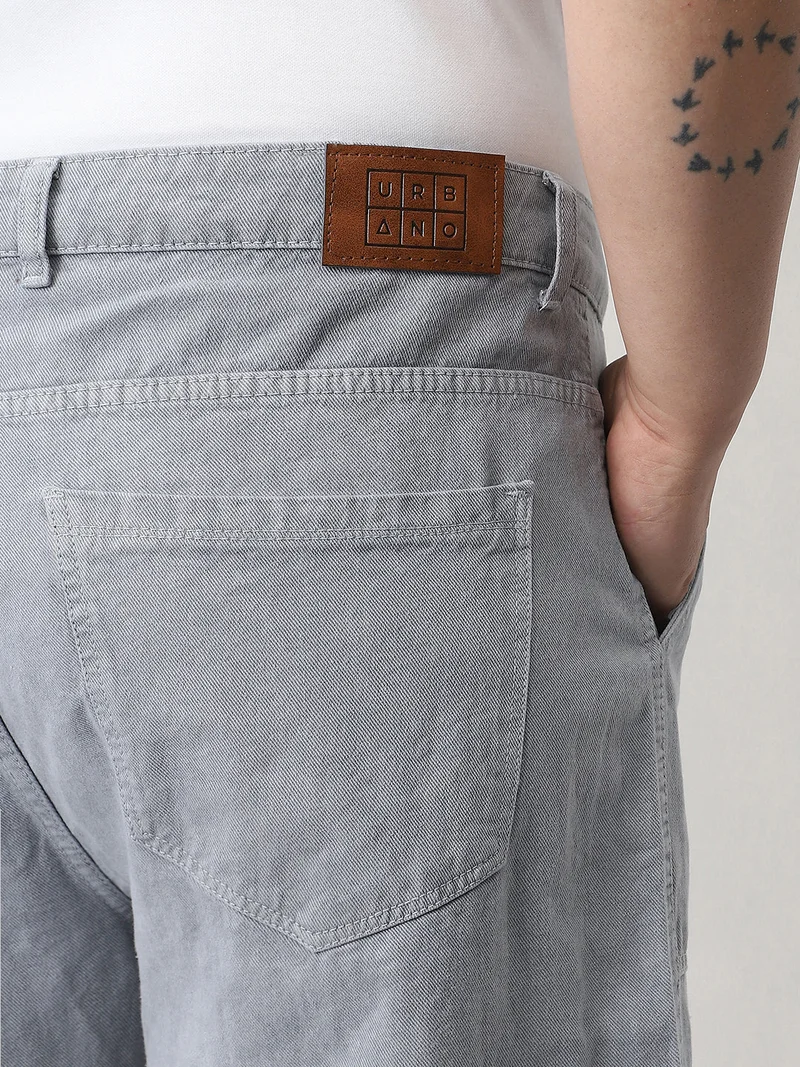 Urbano Fashion  Urbano Plus Men's Ice Grey Loose Fit Cargo Jeans with 6 Pockets Non-Stretchable  | Best Price UAE