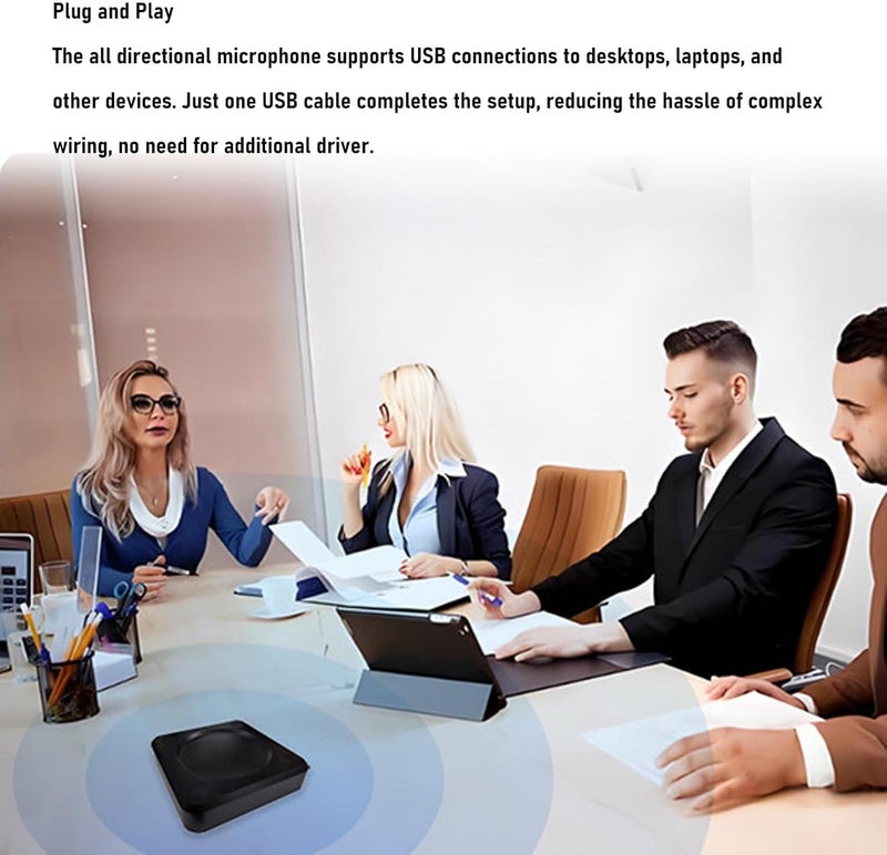 Conference USB Microphone, 6 Mic Array with 10m Pickup Diameter 360 Degree Voice Pickup Noise Reduction, for Video Conferences Online Education Meeting Room Business Trips - Image 2