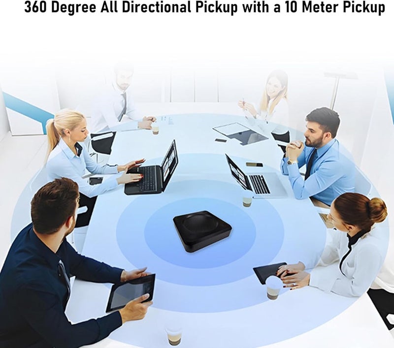 Conference USB Microphone, 6 Mic Array with 10m Pickup Diameter 360 Degree Voice Pickup Noise Reduction, for Video Conferences Online Education Meeting Room Business Trips - Image 3