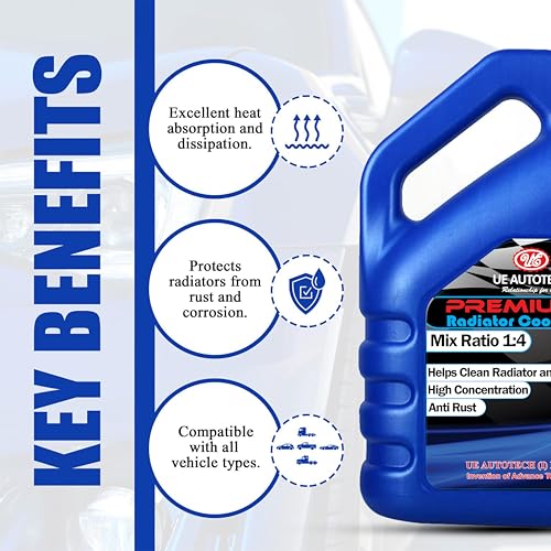 UE Autotech Premium Radiator Car Coolant - Heat Dissipation and Absorption Cooling Systems for Petrol, Diesel, and CNG Vehicles - Heavy-Duty Coolants, 3 Liter (Blue Mix Ratio 1:4) - Image 3