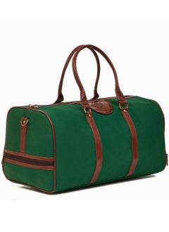 STORYTELLER Paisley Elegant Canvas With Faux  Leather Travel Duffel Bag With Shoes Compartment For Men and Women Green  - Image 2
