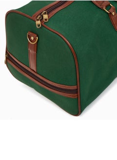 STORYTELLER Paisley Elegant Canvas With Faux  Leather Travel Duffel Bag With Shoes Compartment For Men and Women Green  - Image 3