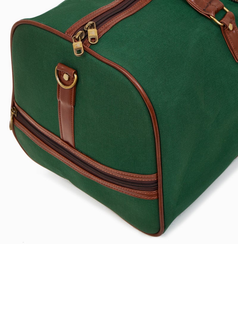 STORYTELLER Paisley Elegant Canvas With Faux  Leather Travel Duffel Bag With Shoes Compartment For Men and Women Green - Image 3