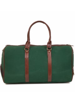 STORYTELLER Paisley Elegant Canvas With Faux  Leather Travel Duffel Bag With Shoes Compartment For Men and Women Green  - Image 5