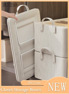 DUNISO 3pcs Wardrobe Clothes Organizer Foldable Closet Storage Organizer for Clothes Jeans Washable Closet Storage Boxes with Carrying Handles Cube Storage Bin for Home Bedroom Office  - Image 1