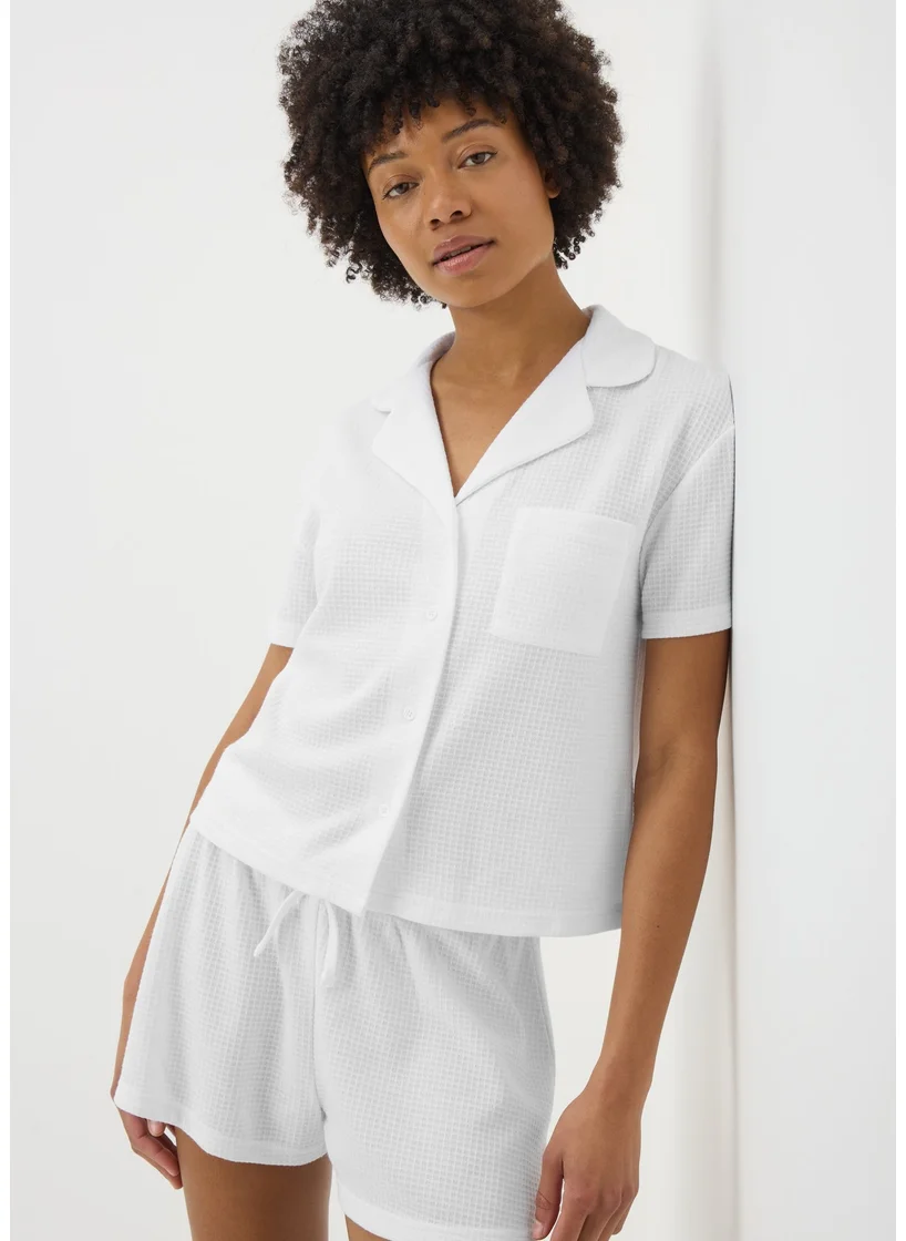 Matalan White Waffle Button Short Pyjama Set
