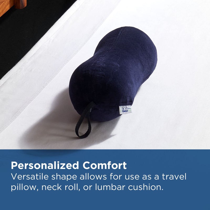Tempur-Pedic All-Purpose Memory Foam Travel Pillow, Peanut-Shaped Lumbar Pillow for Neck and Back Pressure Relief, Navy - Image 3