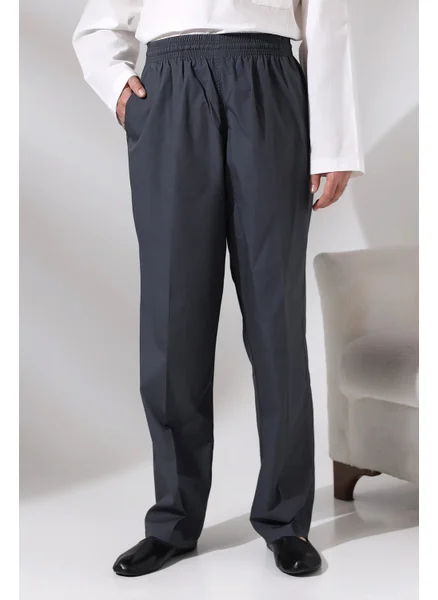 İhvan Online Men's Smoked Çınar Casual Cut Elastic Waist Hajj and Umrah Linen Shalwar Trousers
