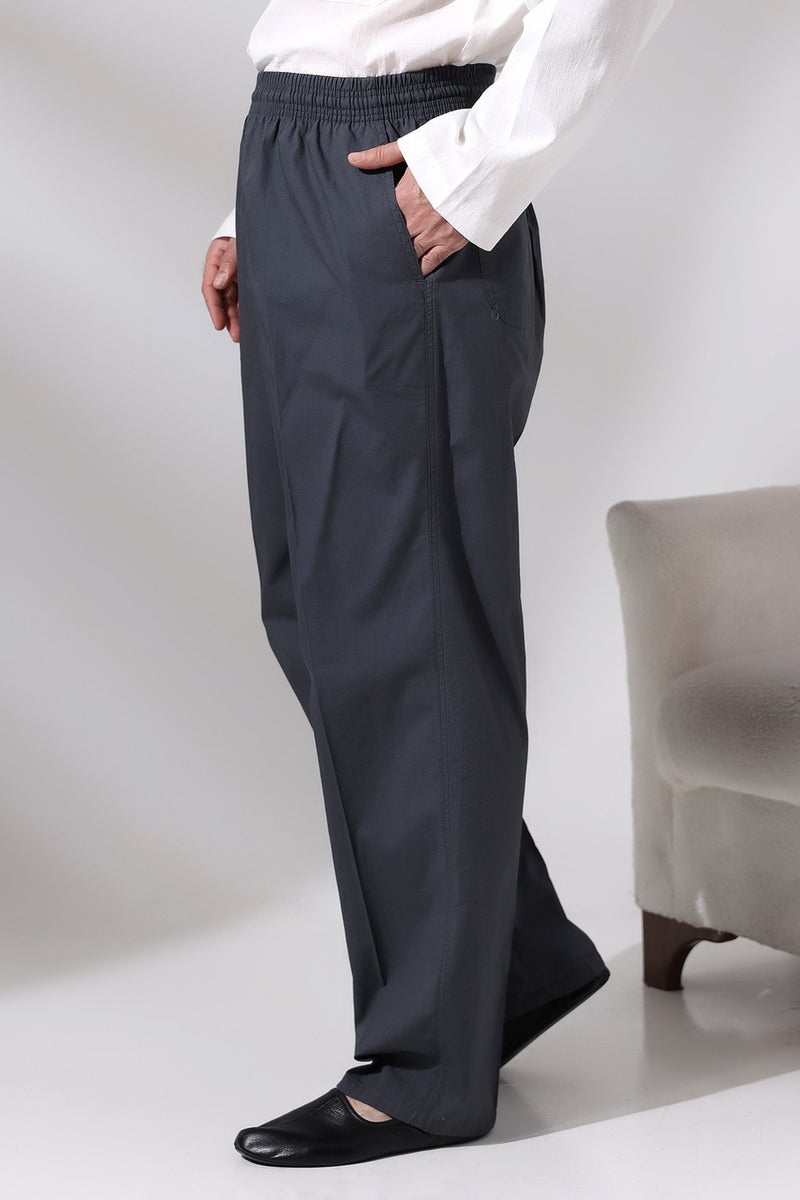 İhvan Online Men's Smoked Çınar Casual Cut Elastic Waist Hajj and Umrah Linen Shalwar Trousers  - Image 2