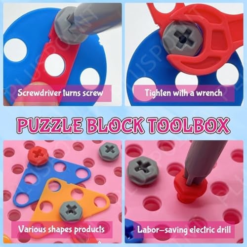 PLUSPOINT Unicorn Drill Toy for Kids 228pc Unicorn Theme 3D STEM Construction Puzzle Toy Electric Working Drill with Fix Tool Box, Girls Engineering Building Kits, Brithday for Boys 3-9 Yrs Old - Image 4