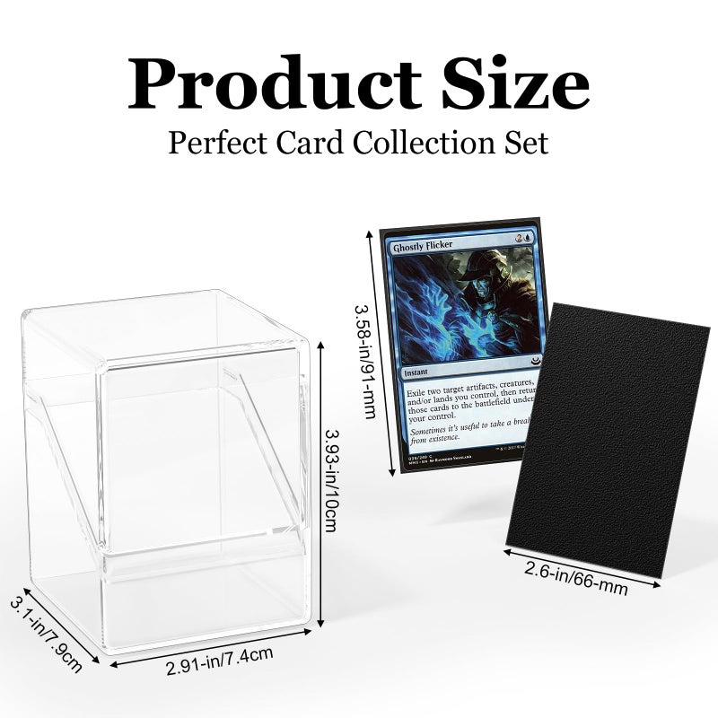 YSCare Card Deck Case, Deck Box with 100 Pack Card Sleeves and Divider, Standard Clear Commander Cards Storage Box Perfect Fit for MTG, Sport, Trading Cards (Black) - Image 2