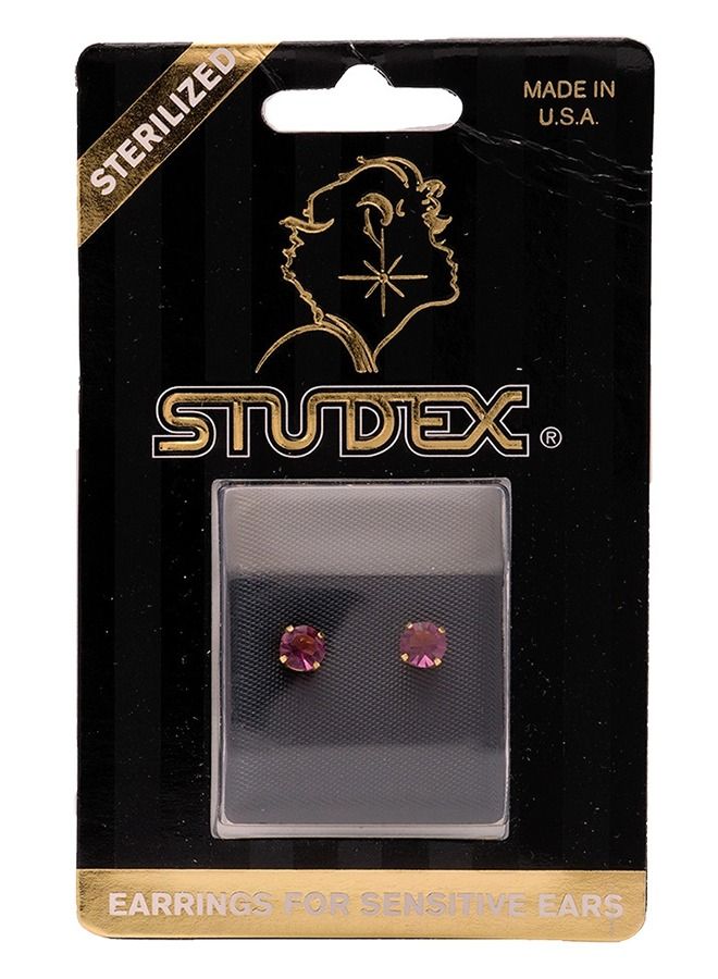 Studex 5MM February Amethyst 24K Pure Gold Plated Ear Studs - Image 5