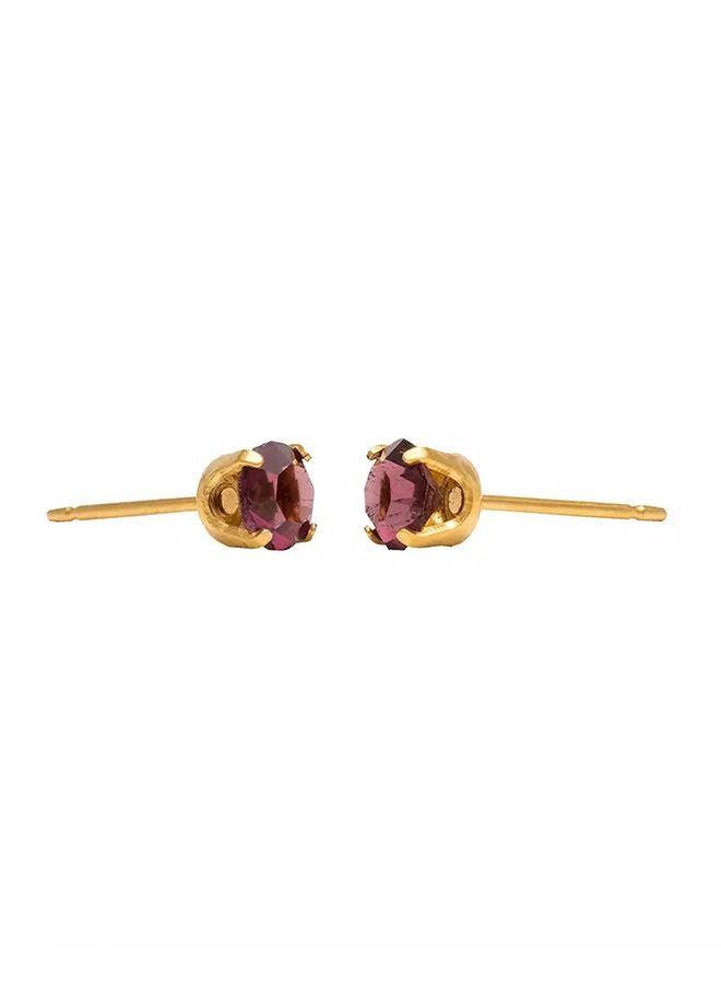 Studex 5MM February Amethyst 24K Pure Gold Plated Ear Studs - Image 4