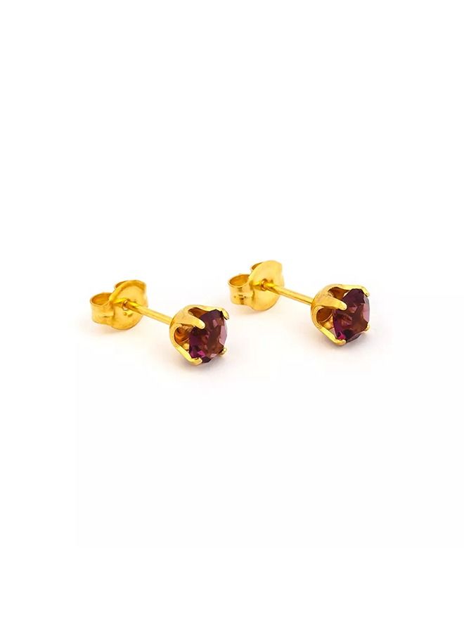 Studex 5MM February Amethyst 24K Pure Gold Plated Ear Studs - Image 2
