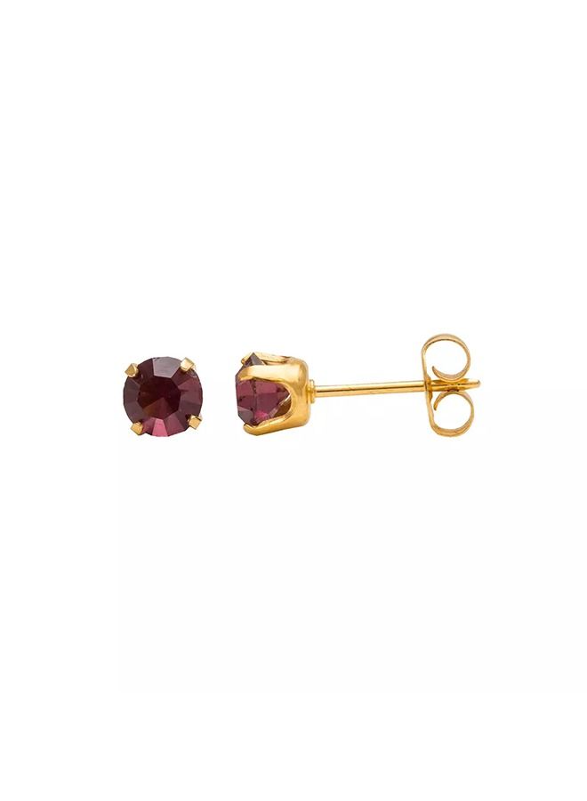 Studex 5MM February Amethyst 24K Pure Gold Plated Ear Studs - Image 3